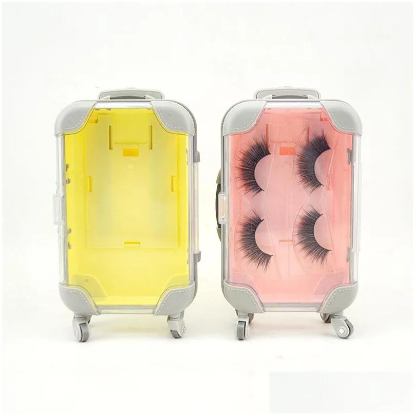2 pairs of false strip eyelash makeup case without eyelashes suitcase trolley coloris eye lash packaging box