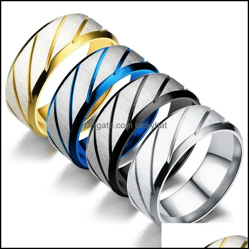 8mm stainless steel gold silver blue black color finger band rings for men party club wear birthday jewelry 1220 b3