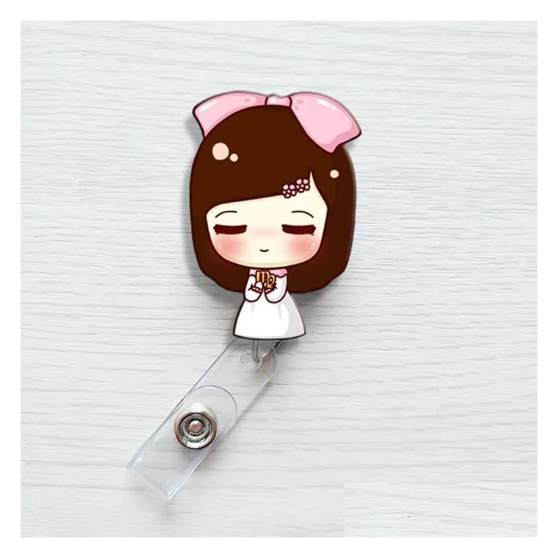 cute korea badge reel retractable pull buckle id card badge holder reels belt clip hospital school office supplies antilost clip