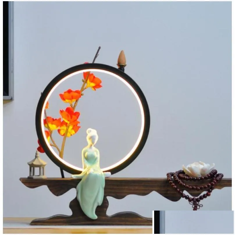 fragrance lamps zen backflow incense burner holder smoke waterfall sticks led lamp ring ornaments living room office desk decor