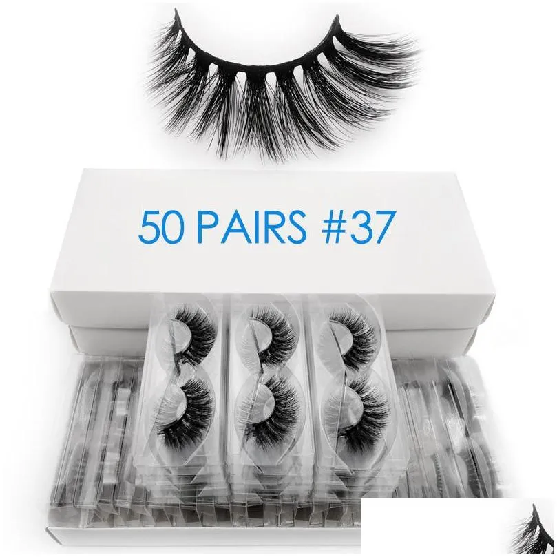 50 pairs wholesale mink eyelashes bulk fluffy 3d lashes 100 cruelty natural long false eyelash extension makeup cilios