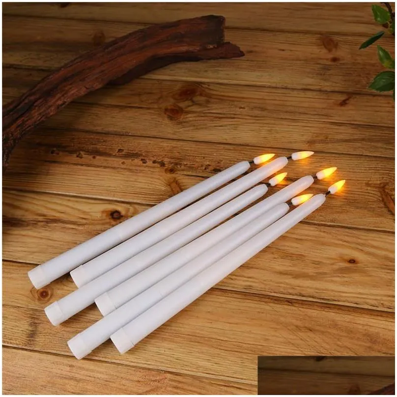 candles 6/12/24 pieces plastic flickering flameless led taper with flame 28 cm yellow amber battery christmas
