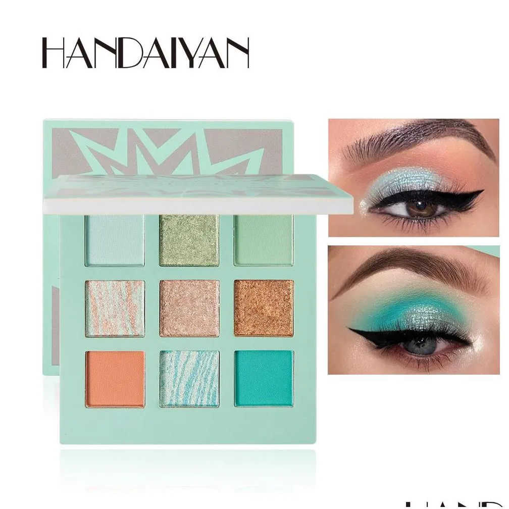 handaiyan eye makeup eyeshadow pallete 9 color shimmer pigmented eye shadow maquillage matte shimmer eye shadow powder beauty