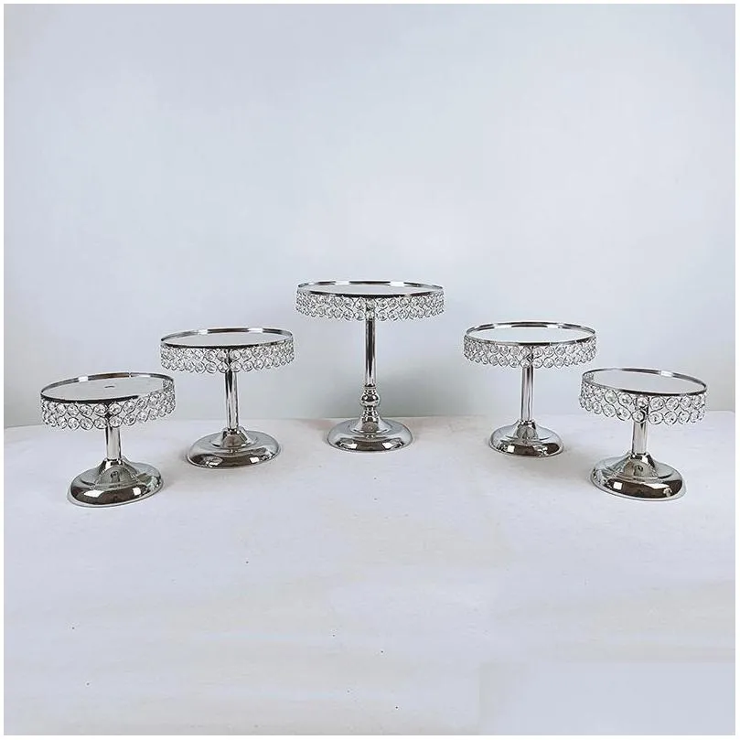 other bakeware 1pcs round cake stand pedestal holder party crystal silver color