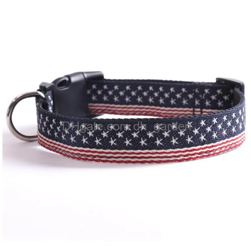 new fashion nylon dog collar american flag printing necklace for medium and large dog adjustable pet collar accessories