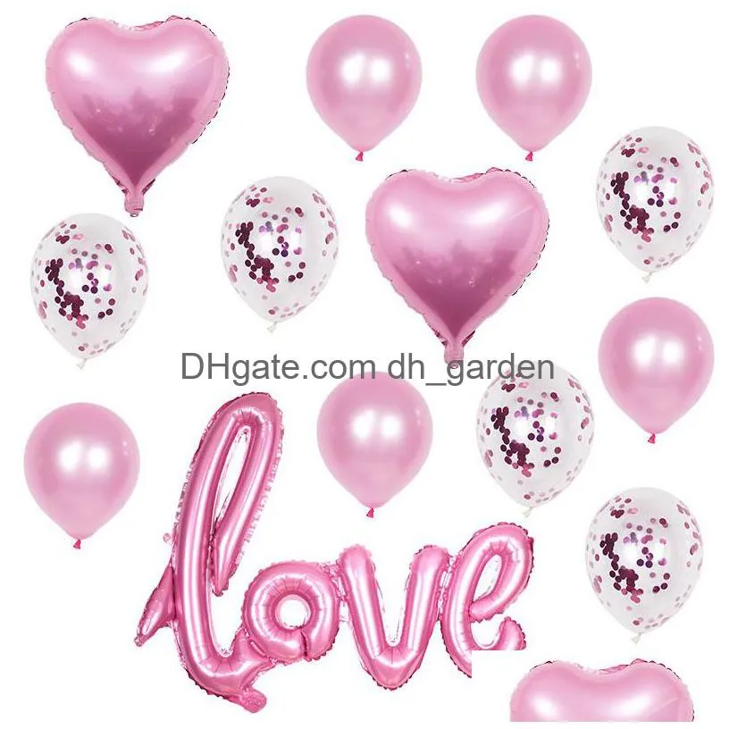 christmas party supplies large onepiece love aluminum membrane balloon valentines day wedding decoration sequins balloon set