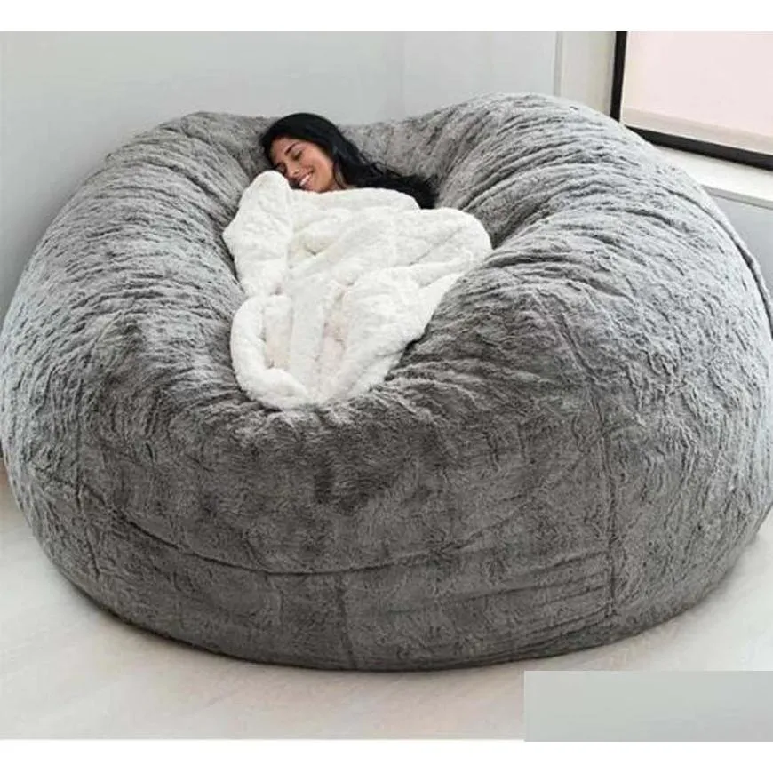 chair covers 135150cm  fur bean bag cover big round soft fluffy faux beanbag lazy sofachair