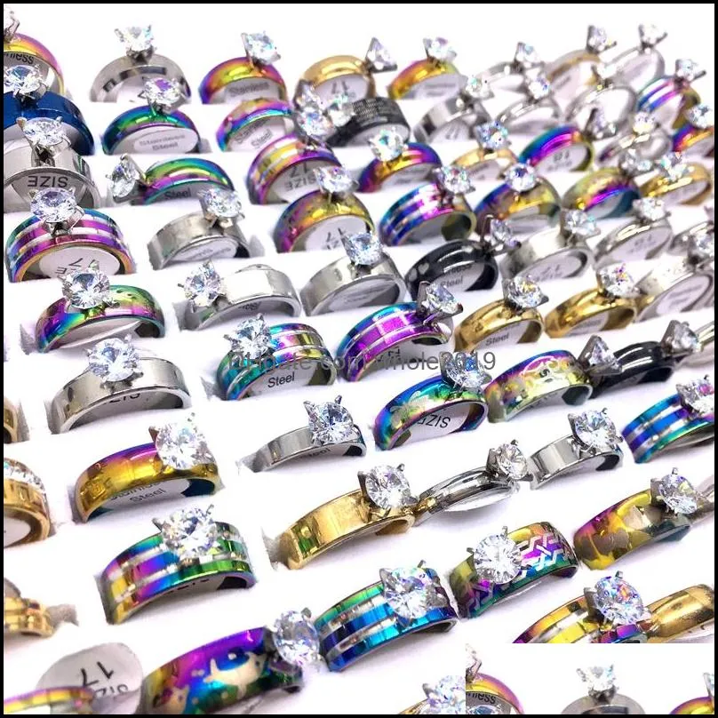 wholesale 100pcs womens fashion rings zircon rhinestone romantic wedding band jewelry