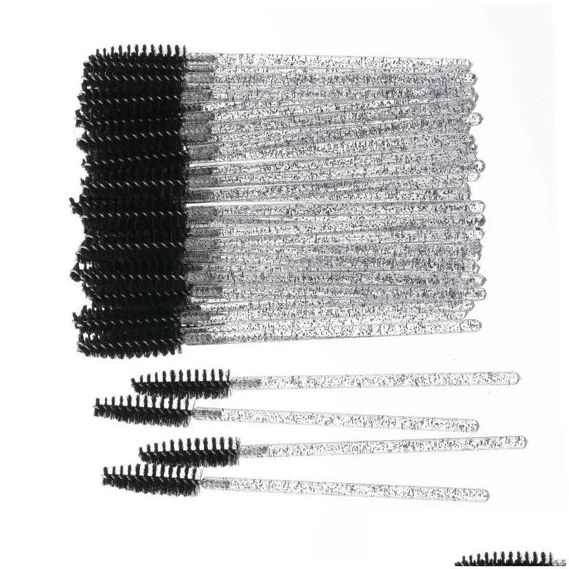 2bags 100pcs shiny disposable eyelash applicator wands curler brush set mascara eyebrow spoolers comb wands spoolies brushes