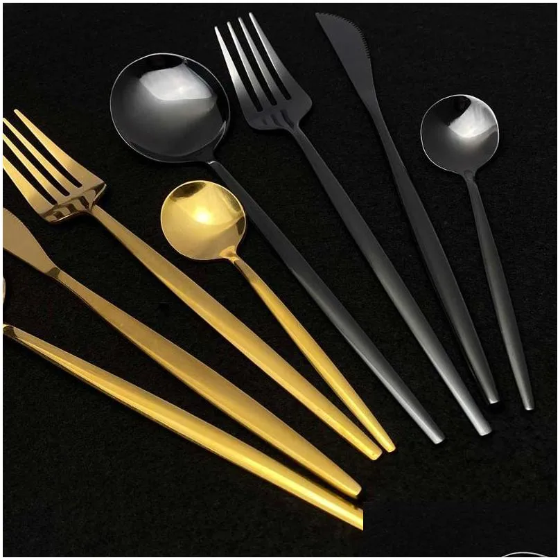 dinnerware sets 24pcs white gold cutlery set kitchen tableware stainless steel knife fork spoon dinner dishwasher safe