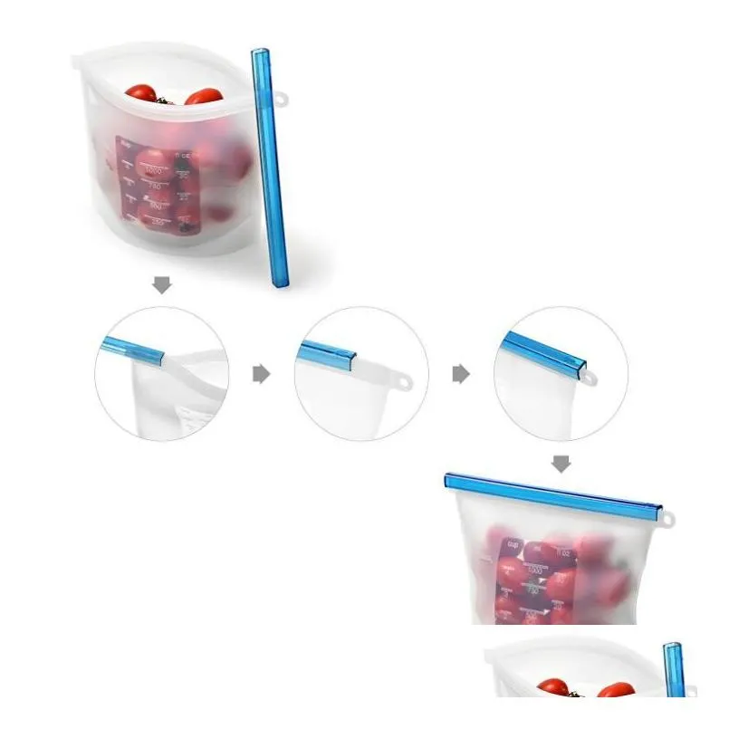 1500ml/1000ml reusable silicone food  bags food preservation bag sealing storage container portable picnic ziplock bags ship