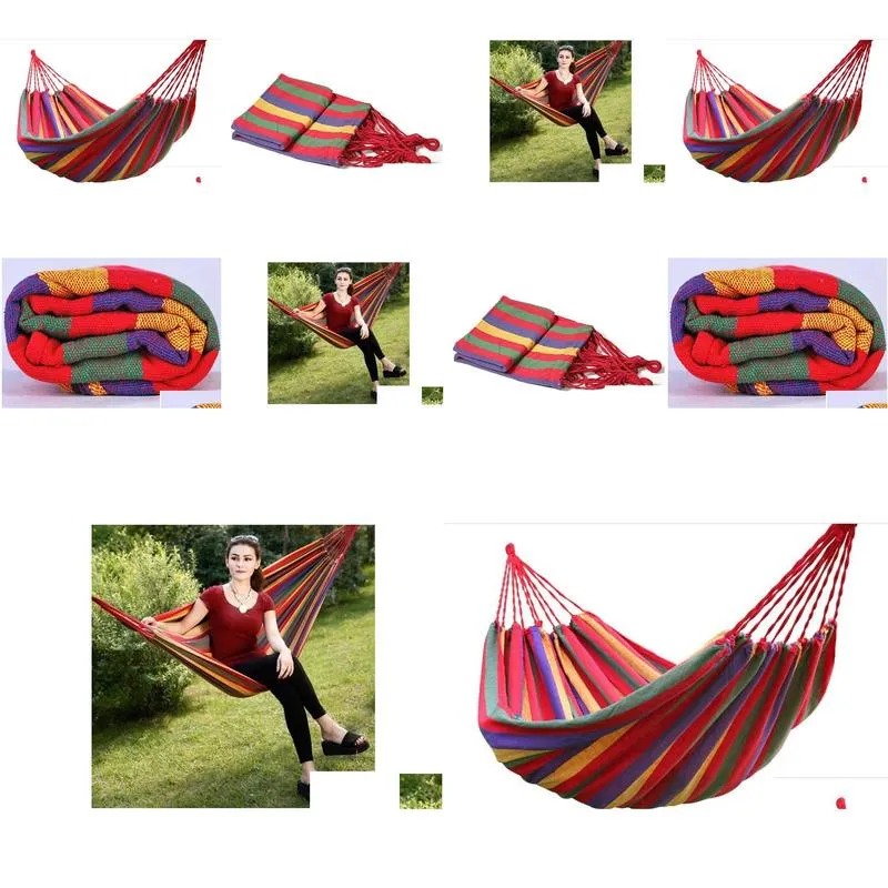 rainbow outdoor leisure double 2 person canvas hammocks ultralight camping hammock with backpack hammocks