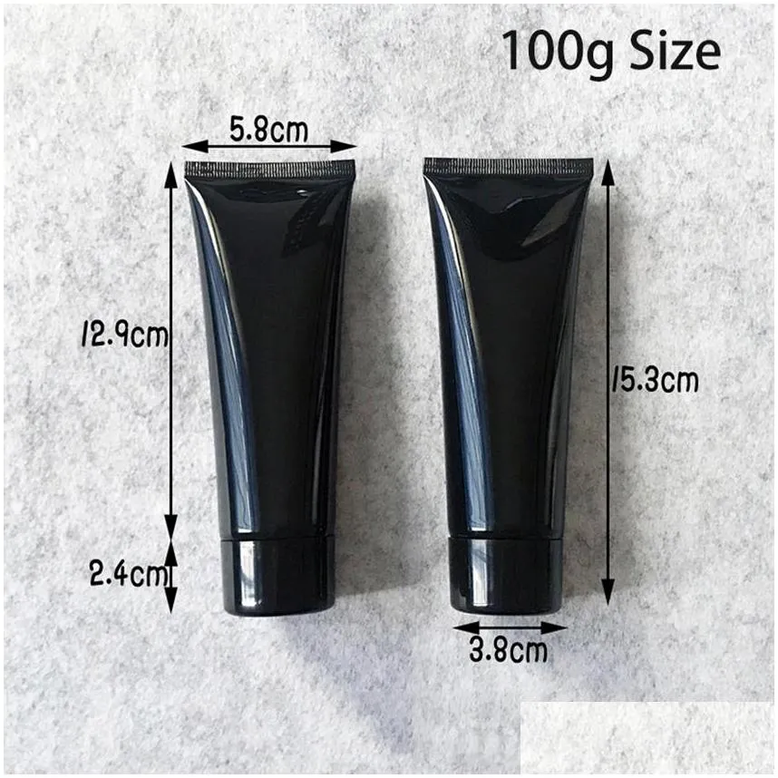 100g black plastic cosmetic cream bottle 100ml facial cleanser lotion tube el supply shampoo packing bottles