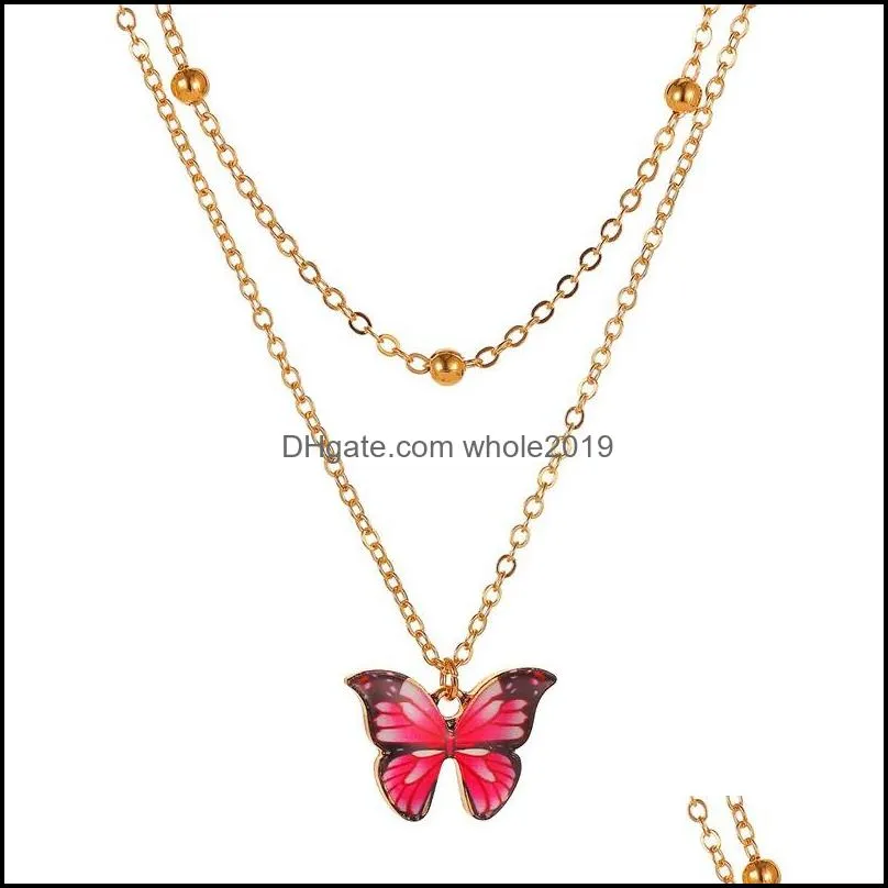 vintage multilayer pendant butterfly necklace for women butterflies charm choker necklaces boho fashion jewelry gift