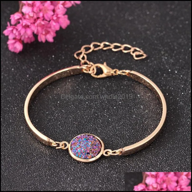 bracelet exquesite fashion nature stone for women big crystal stone adjustable size gold silver handmade charm bracelet valentines