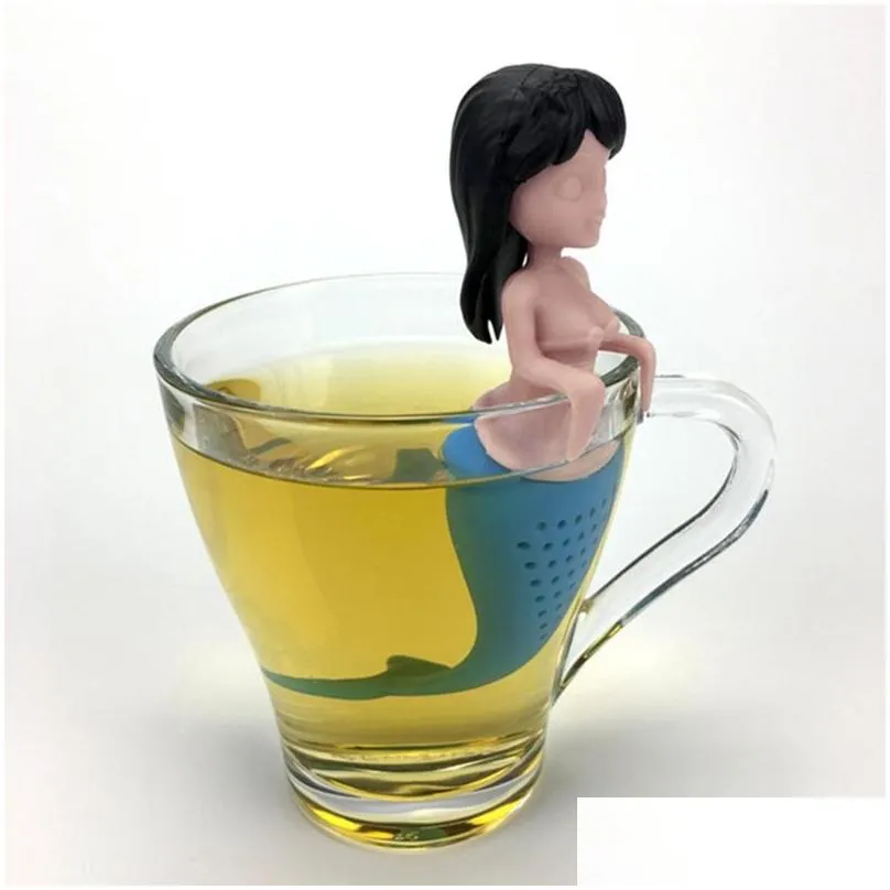  arrivel mermaid tea infuser silicone tea strainer teapot filter tea bags drinkware tool