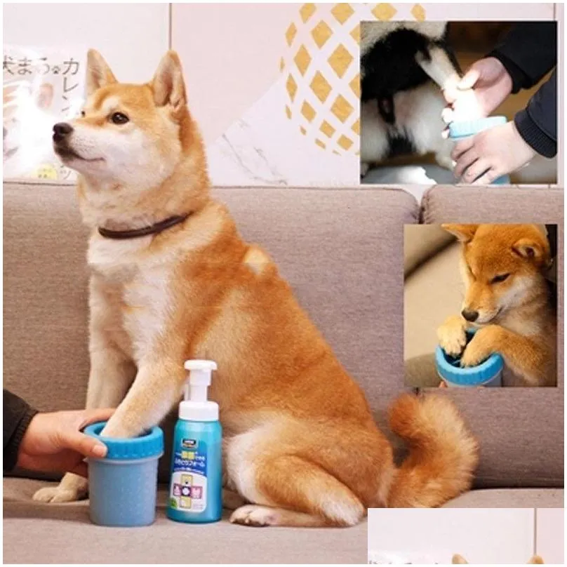 dog paw cleaner portable pet foot washer pet cleaning brush cup cats dogs feet cleaner soft brush for muddy feet pet grooming supplies