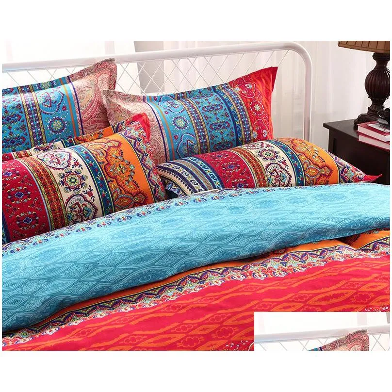 bohemian bedding sets 3 4pcs mandala duvet cover set flat sheet pillowcase twin full queen king size bed linens