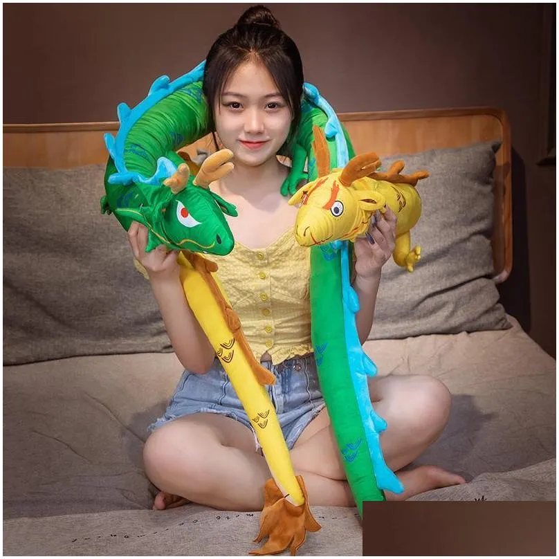 cushion/decorative pillow 220cm china dragon stuffed doll mythical green blue yellow red  animal toy creative decor plushie children