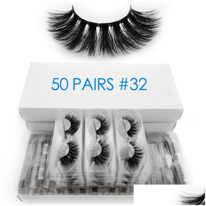 50 pairs wholesale mink eyelashes bulk fluffy 3d lashes 100 cruelty natural long false eyelash extension makeup cilios