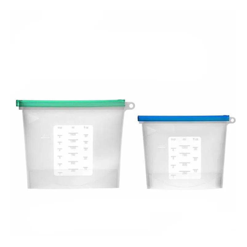 1500ml/1000ml reusable silicone food  bags food preservation bag sealing storage container portable picnic ziplock bags ship