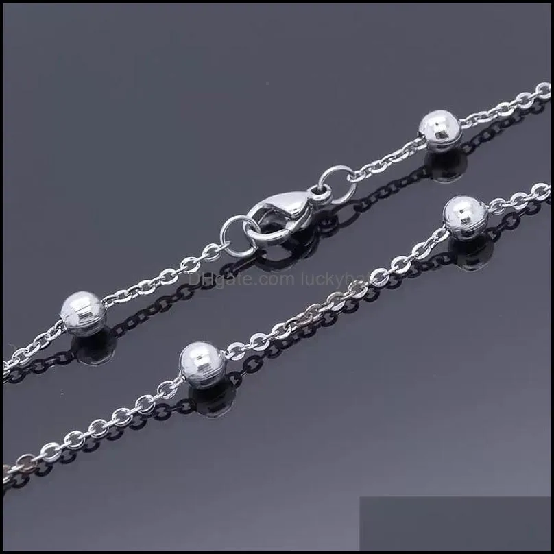 fashion jewelry ankle bracelet smooth beads charm waterproof stainless steel anklets 9 10 11 wholesale factory offer 451c3
