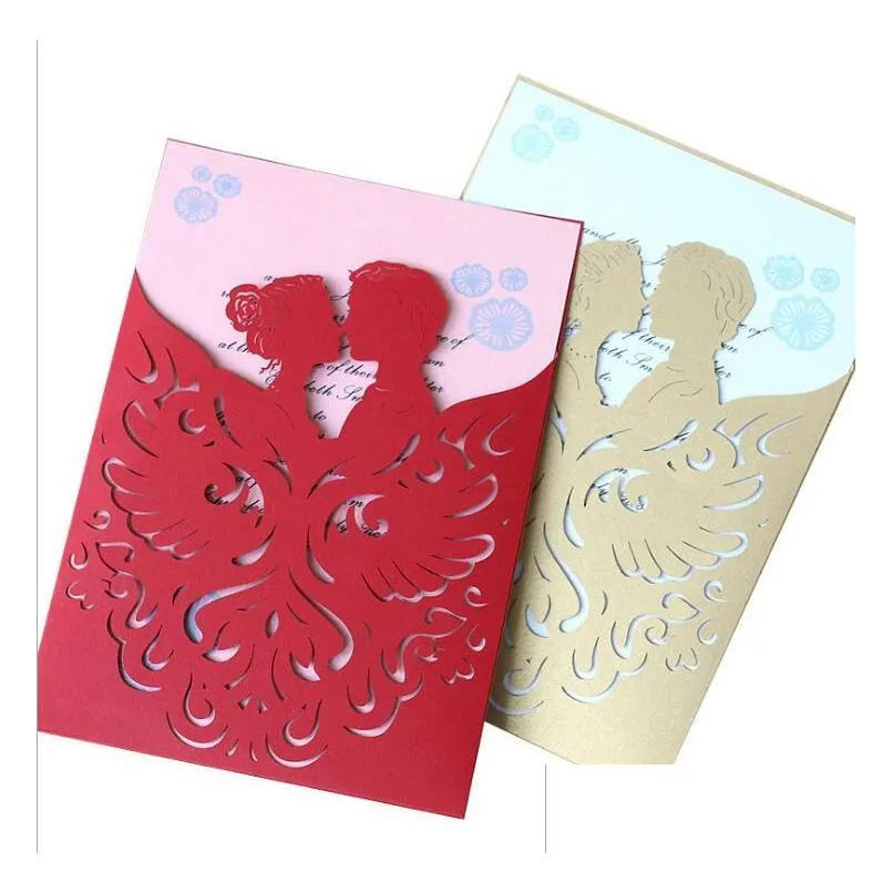 high garde creative wedding invitation card laser cut hollow out cover party invites with envelope for engagement wedding cards