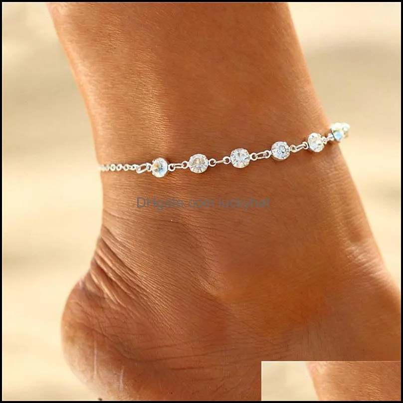 accessories retro anklet seven flash drills ankle chain alloy anklets bracelets hand jewelry ornaments fashion 1 5tc y2