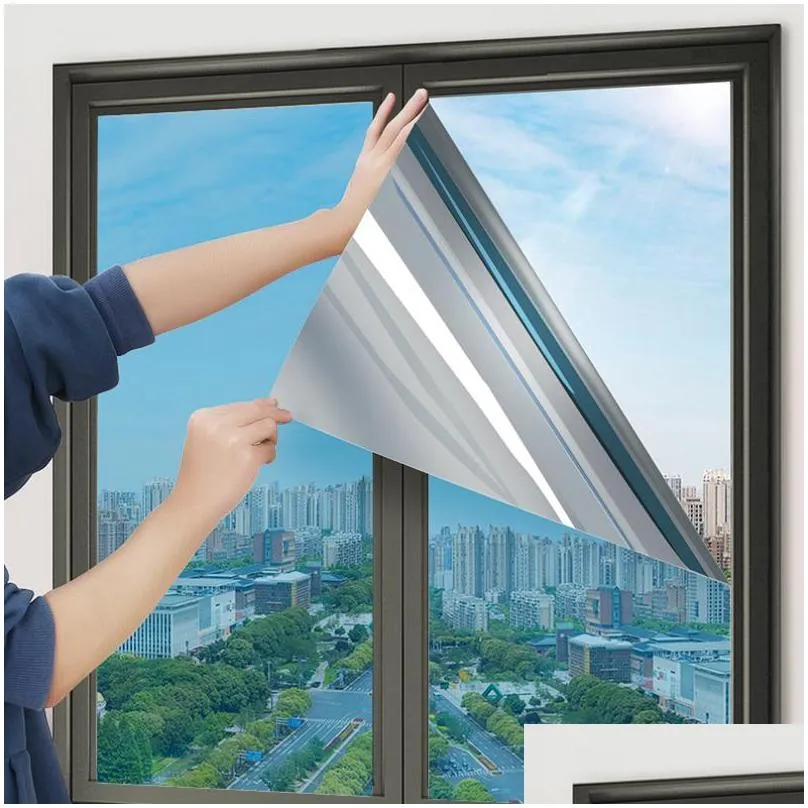 window stickers top one way mirror film selfadhesive reflective solar privacy tint for home blue silver glass