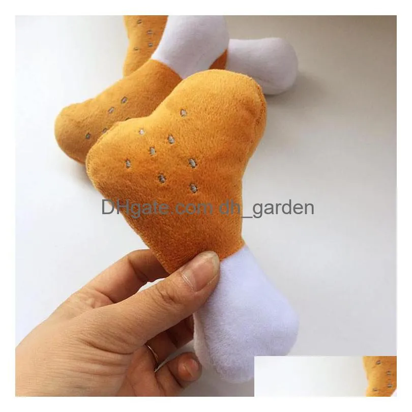 13x9cm dog sounding chew toys bone chicken leg molar teeth plush squeaky toy interactive pet supplies