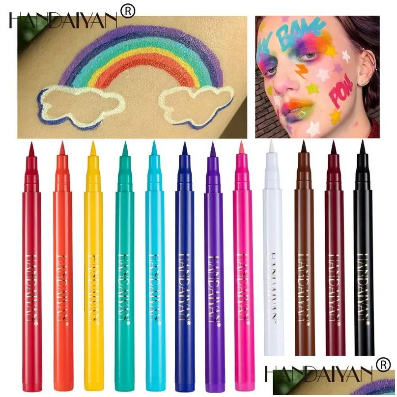 handaiyan colored liquid eyeliner pencil 12 shades waterproof matte sweet proof long last not easy to smudge makeup eye liner pen