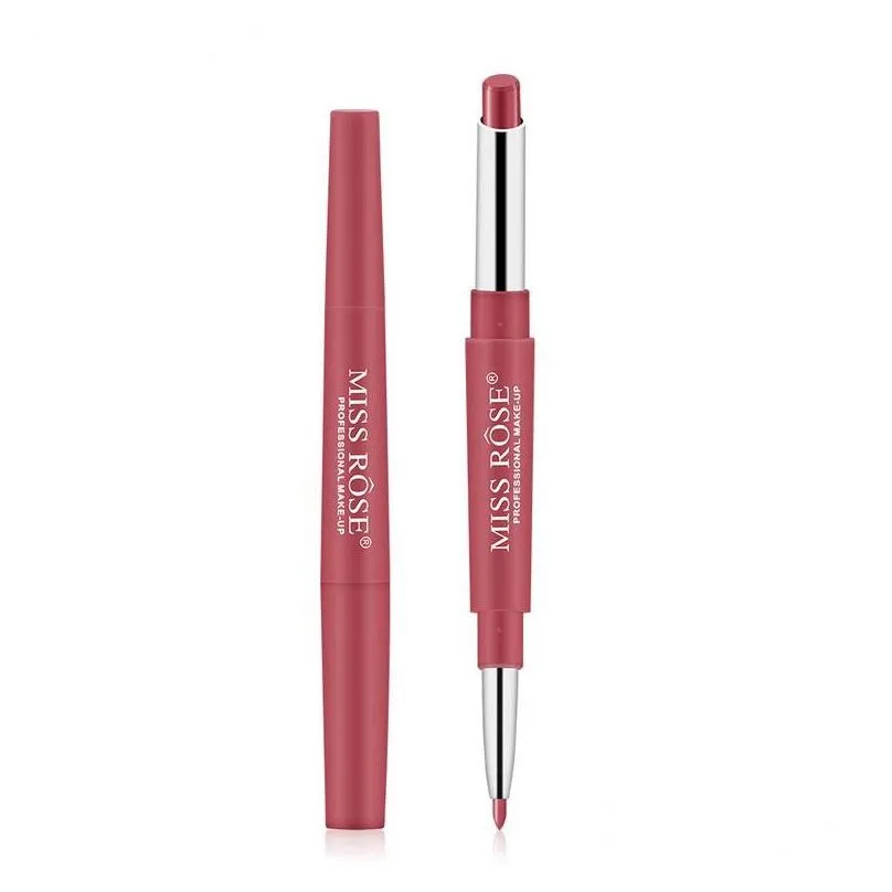 miss rose woman lipstick lip liner pencil waterproof matte velvet easy to wear automatic rotation multifunction double lips makeup