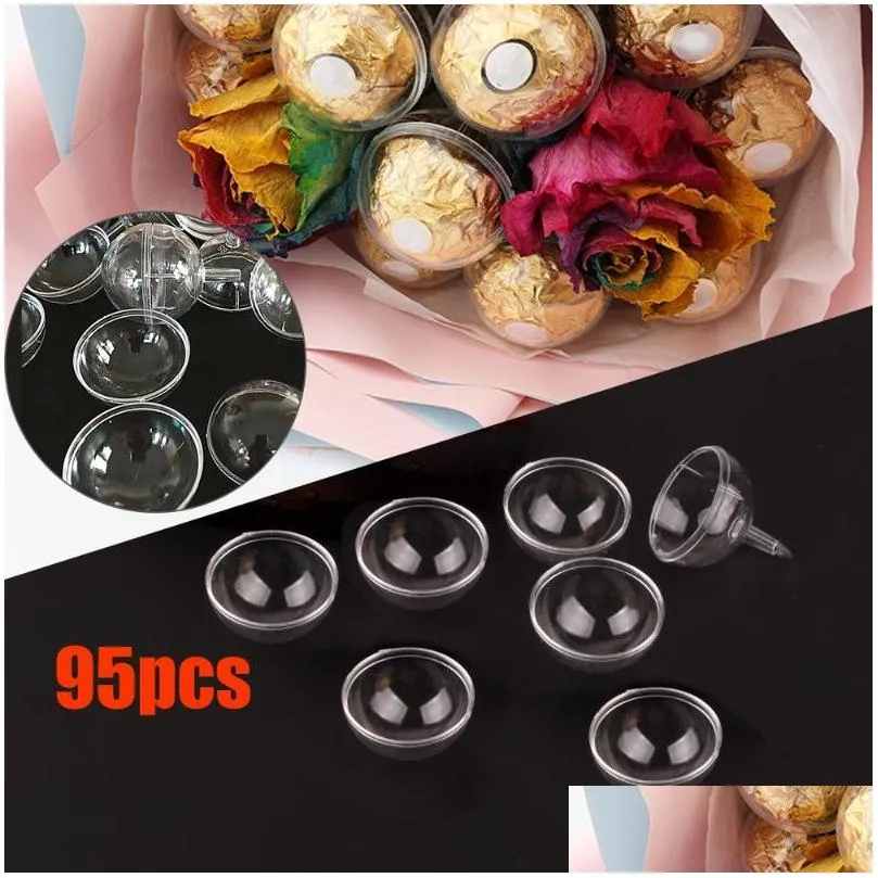 party decoration 95pcs chocolate storage balls diy open plastic clear fillable bauble ornament gift present candy box case bouquet