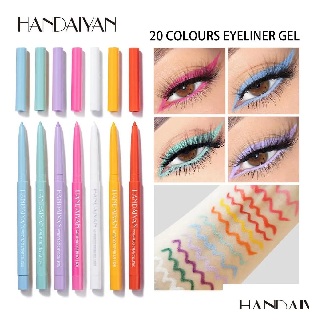 handaiyan pen liner 20 colors rotate eyeliner pencil waterproof high pigment longlasting makeup colour eye liner pencils