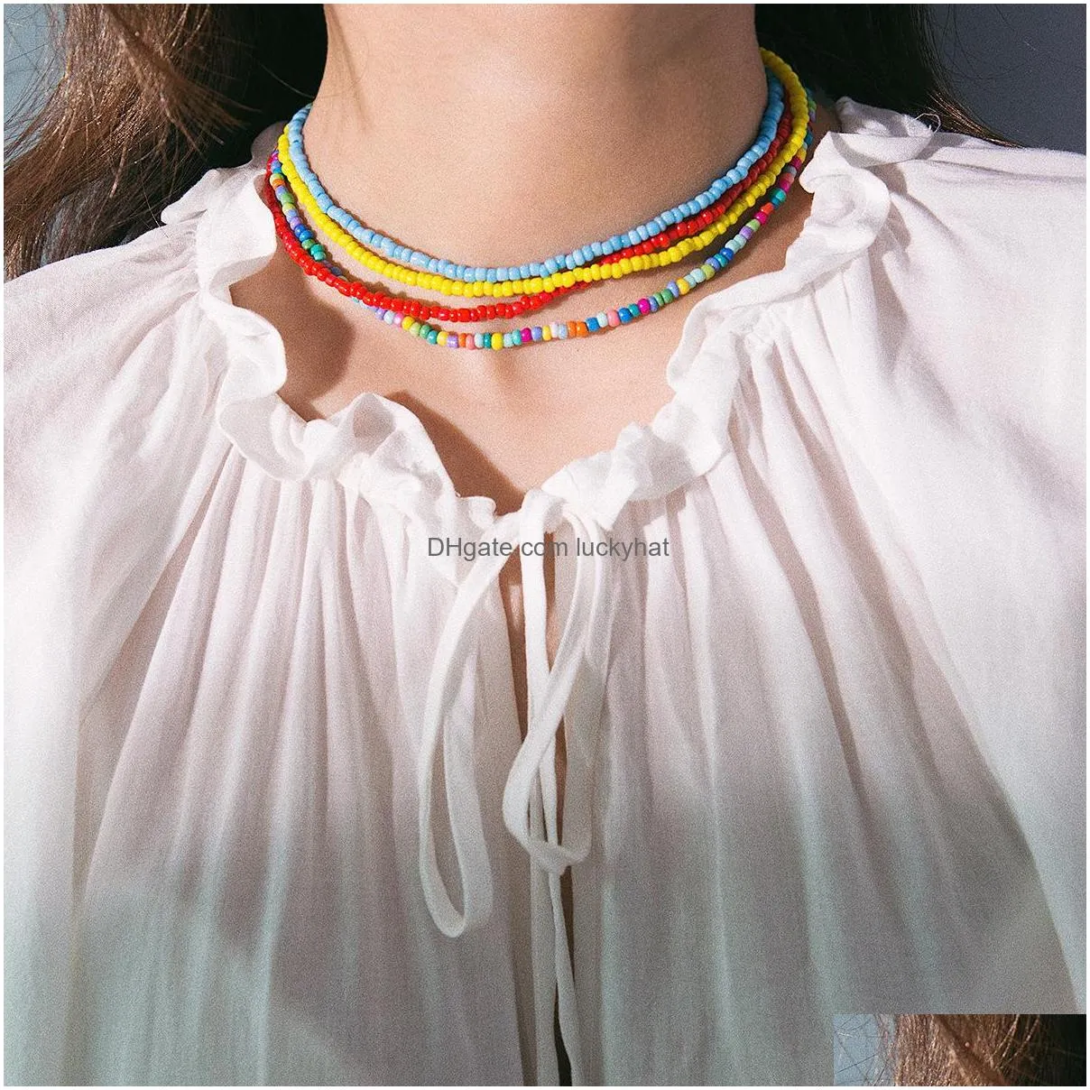 bohemian fashion jewelry beaded necklace women beads choker necklaces