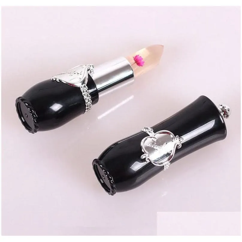 6pcs flower jelly lipstick nude lipsticks colors black tube moisturizer transparent color changing longlasting easy to wear makeup lipper