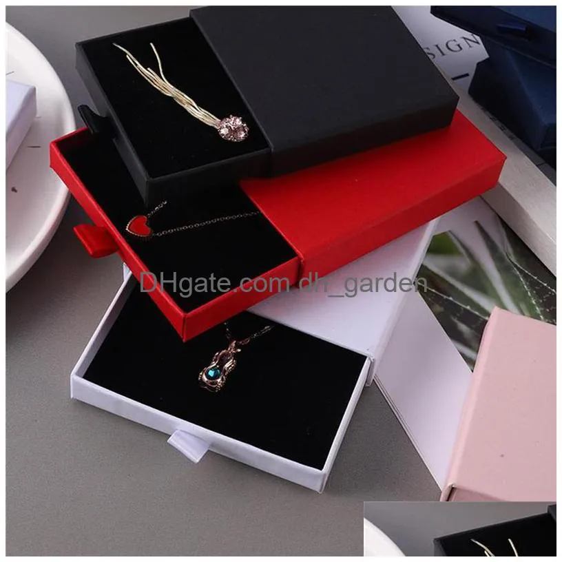 cardboard jewelry boxes sliding drawer storage ring necklace jewelrys gift packaging box sponge insert and lids gift case