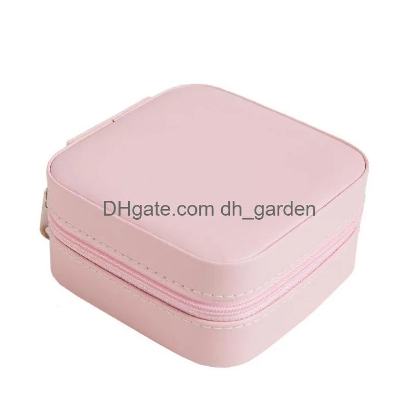 jewelry box small waterproof organizer with mirror pu leather makeup holder double layer travel jewelry case for earrings rings necklace