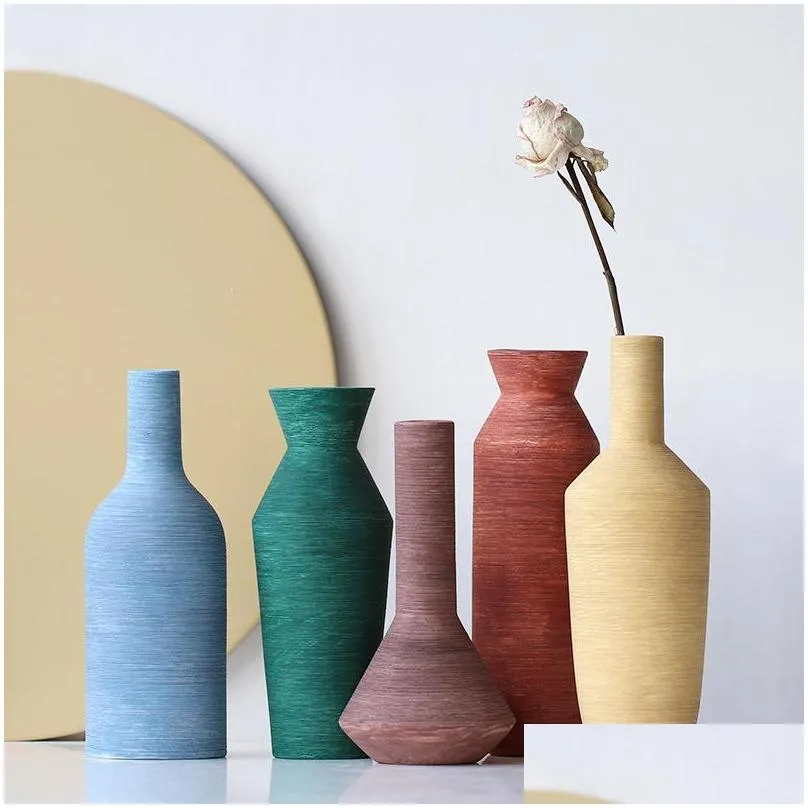 vases modern ceramic vase morandi multicolored minimalist tabletop decorations living room nordic sculpture art flower pot home decor