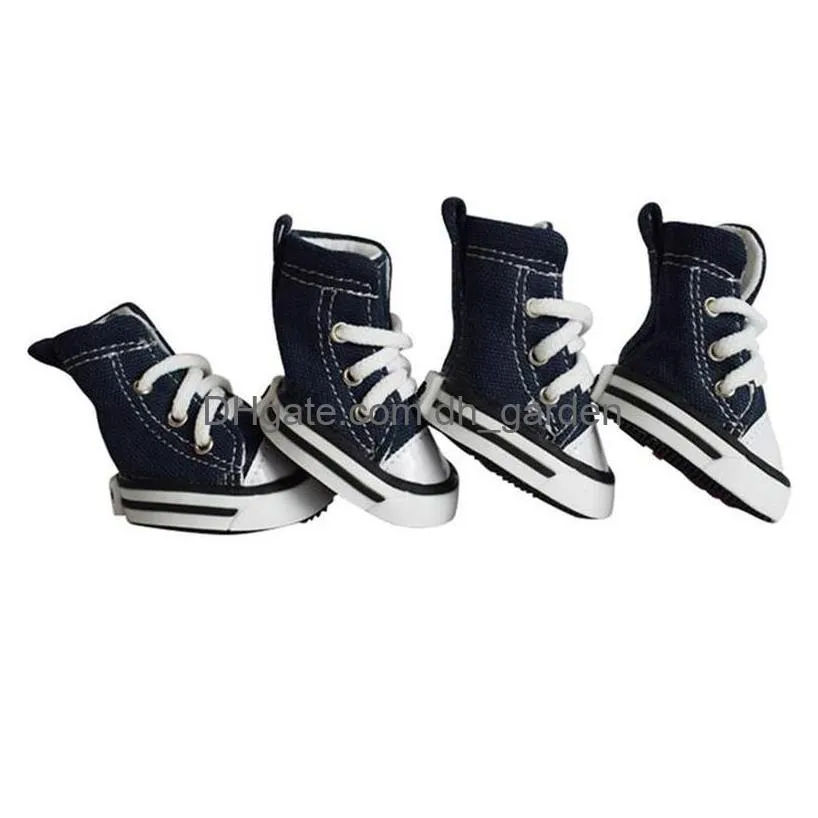 4pcs/set pet dog sports canvas jean shoes outdoor fashion dogs blue pink denim sneakers puppy cat shoes pet accessories