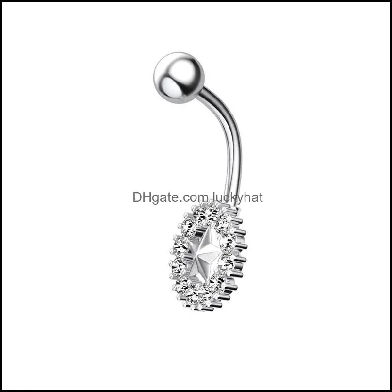 piercing star diamond navel bell button ringsnail allergy stainless steel body jewelry for women 80 e3