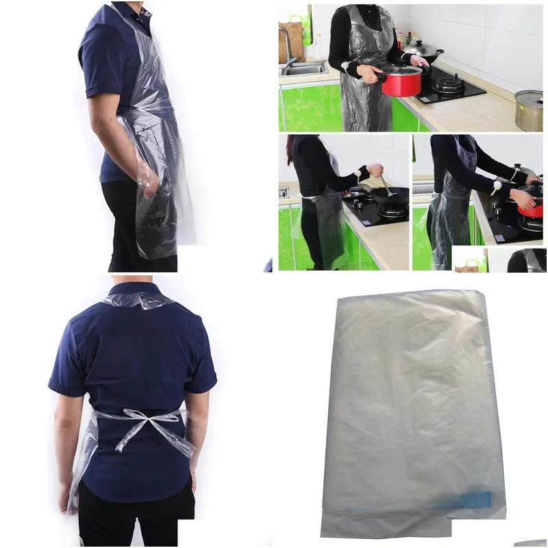 disposable dinnerware 100pcs disposable aprons waterproof oil proof antifouling plastic aprons antisplash kitchen supplies mu8669