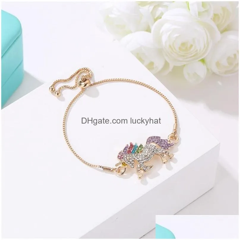 fashion jewelry colorful rhinstone bracelet adjustable chain bracelet