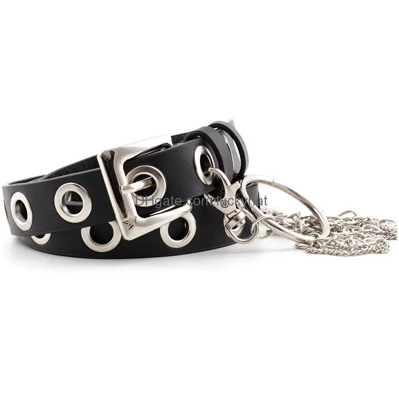 europe fashion womens decoration belt eyes buckle leopard snake grain rock ring chain punk pu leather belt