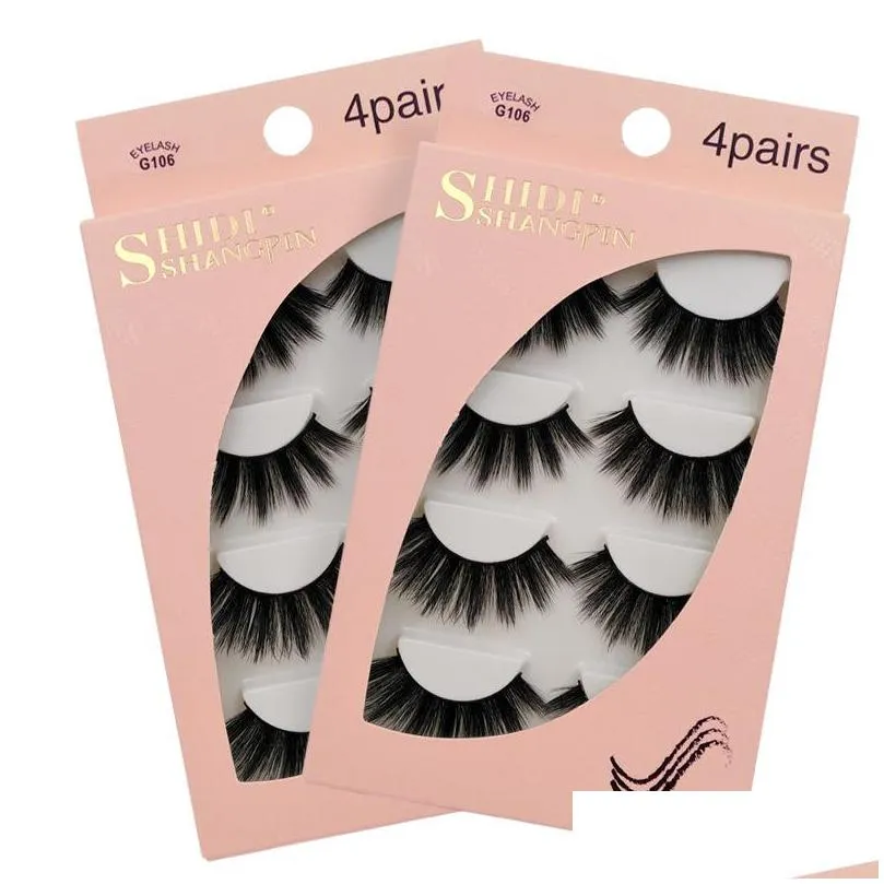 3d mink false eyelashes faux cils 4 pairs bushy eyelash natural sof handmade crisscross eye lash extensions makeup