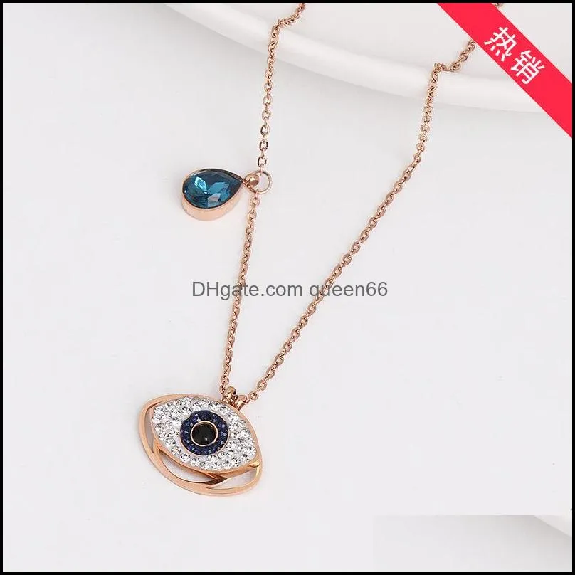 turkish crystal evil eye pendant necklace women gold color jewelry sweater chains bijoux party wholesale