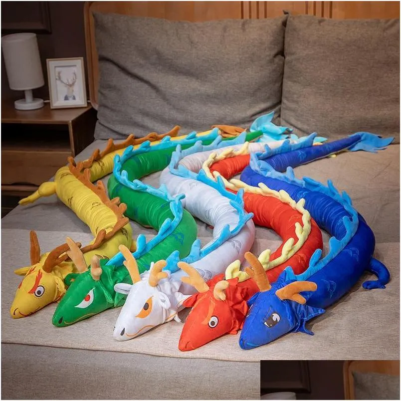 cushion/decorative pillow 220cm china dragon stuffed doll mythical green blue yellow red  animal toy creative decor plushie children