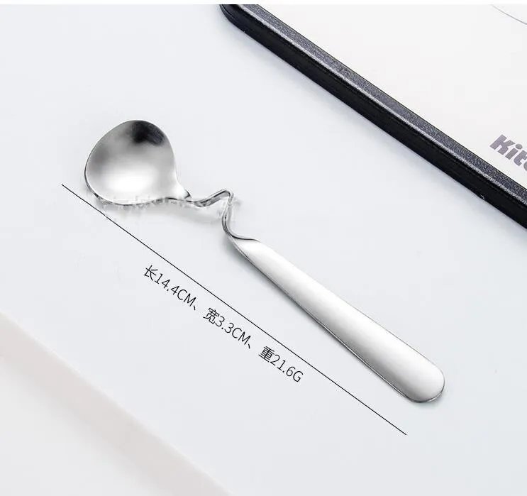 Tea Coffee Honey Drink Adorable Stainless Steel Curved Twisted Handle Spoon U handled V Handle Jam Spoons 01011