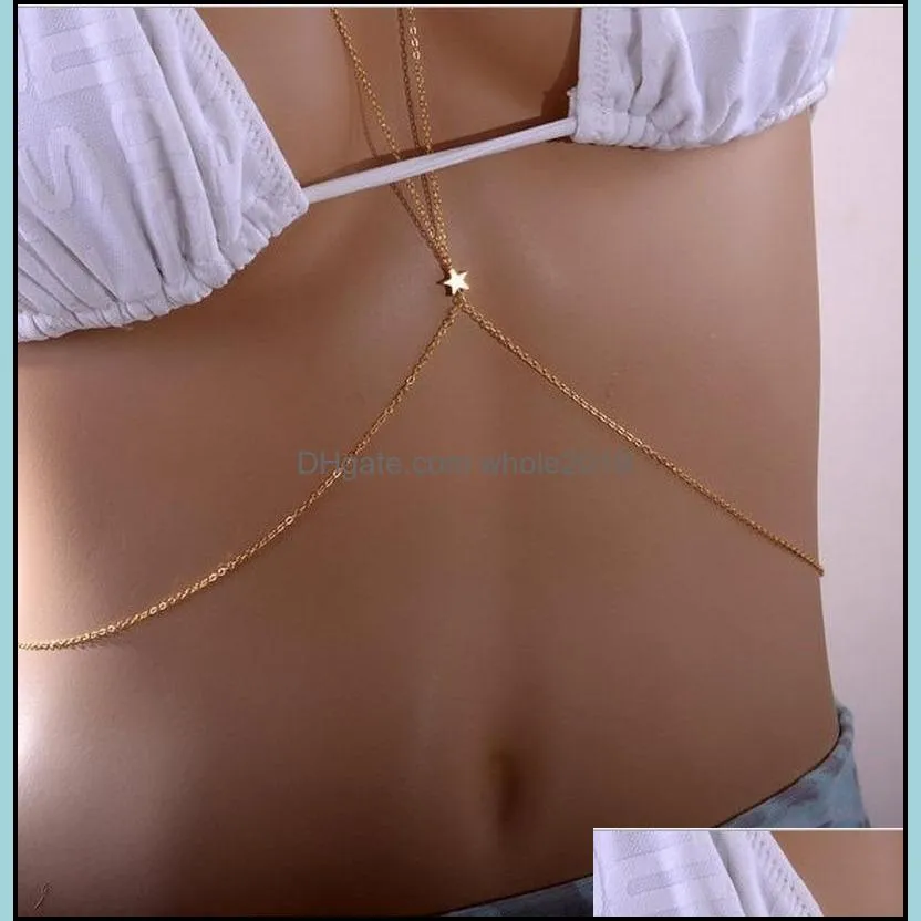 summer beach sexy multilayer necklaces vintage fashion crossover star harness bikini body belly waist necklace chain jewelry