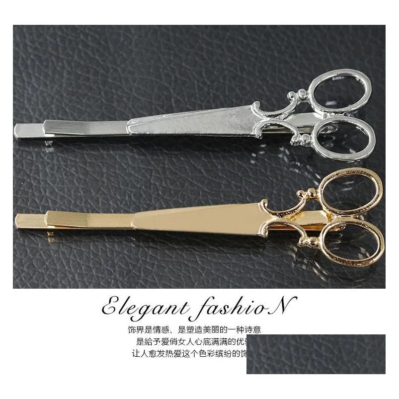 cool simple head jewelry hair pin gold scissors shears clip for hair tiara barrettes accessories wholesale